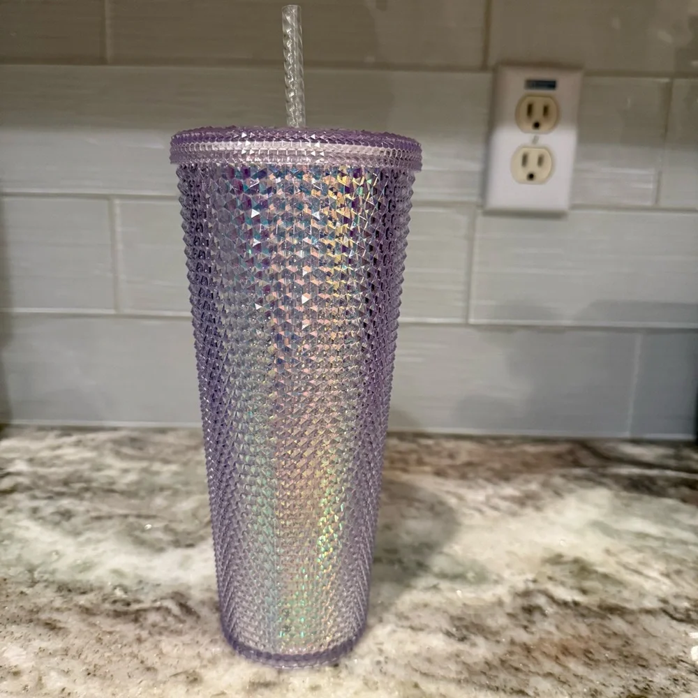 Starbucks 2018 RARE Unicorn Studded Iridescent 24oz Tumbler Cup Straw